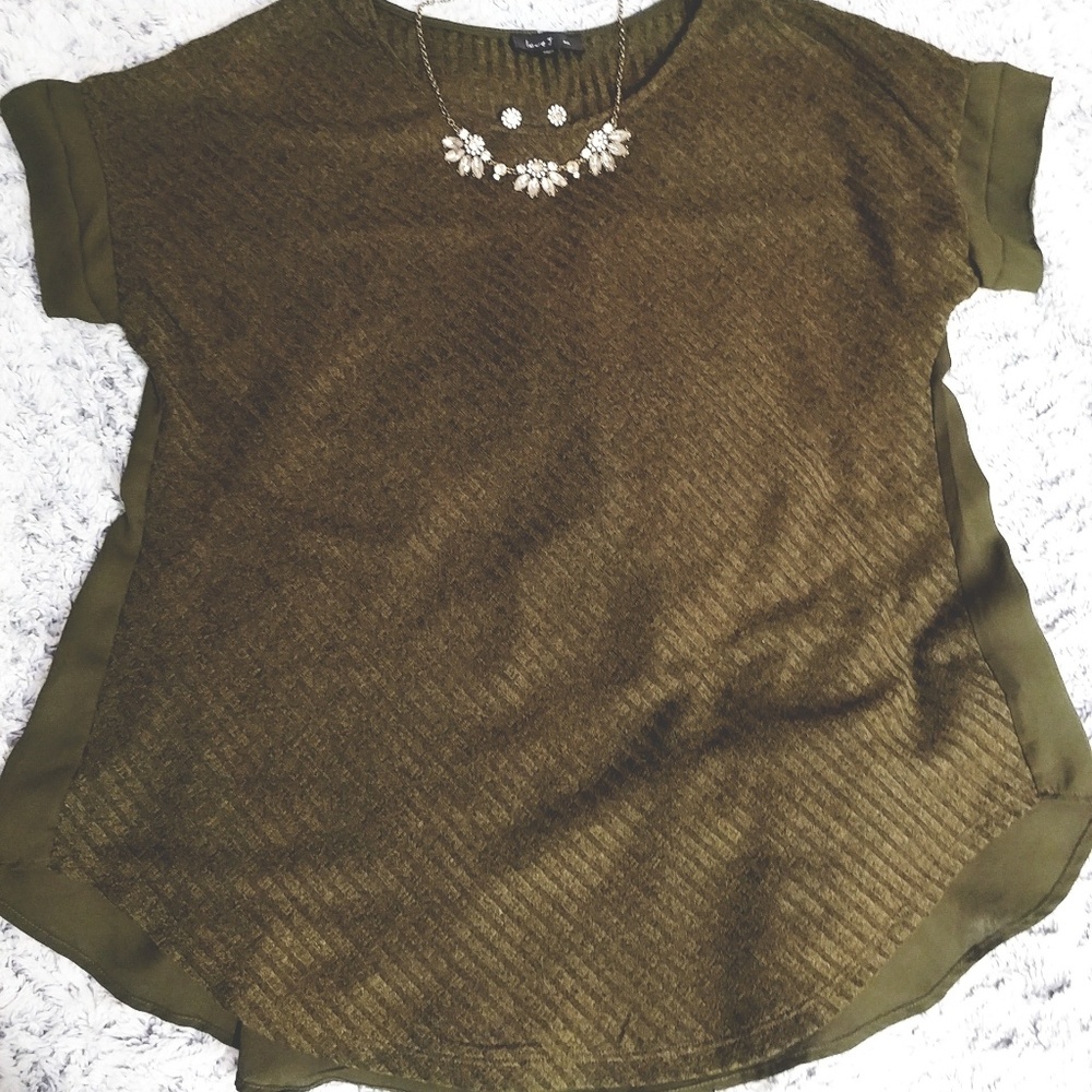 Olive green chiffon blouse